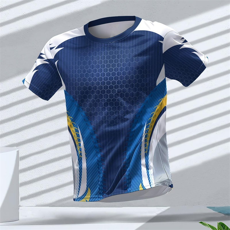 Table Tennis Jacket - 幾何学グラフィック 3D プリントスポーツ Tシャツ夏カジュアルランニング卓球 Tシャツトレンディなストリートメンズ Tシャツファッション