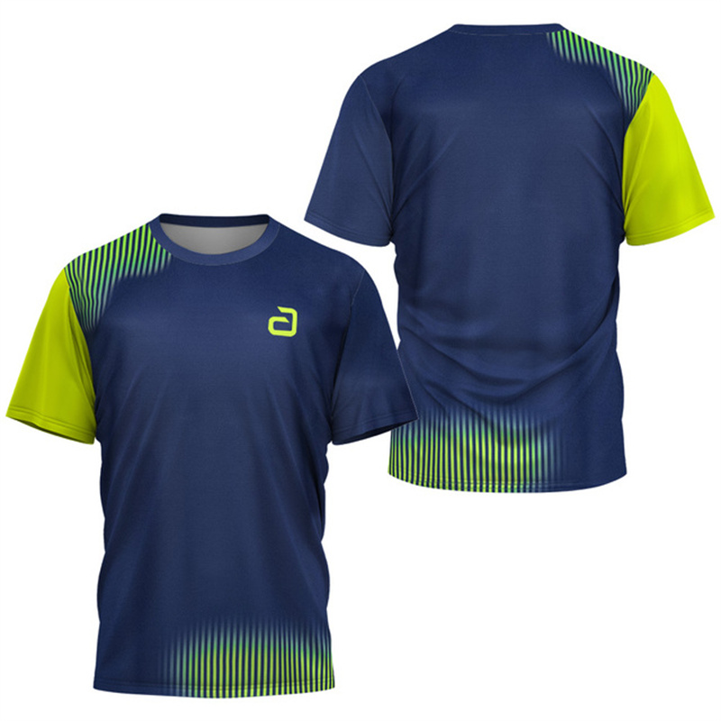 Table Tennis Jacket - 男性卓球 Tシャツアンダーカーレントパターンメンズサマーテニスバドミントン Tシャツトップ卓球クラブ速乾半袖