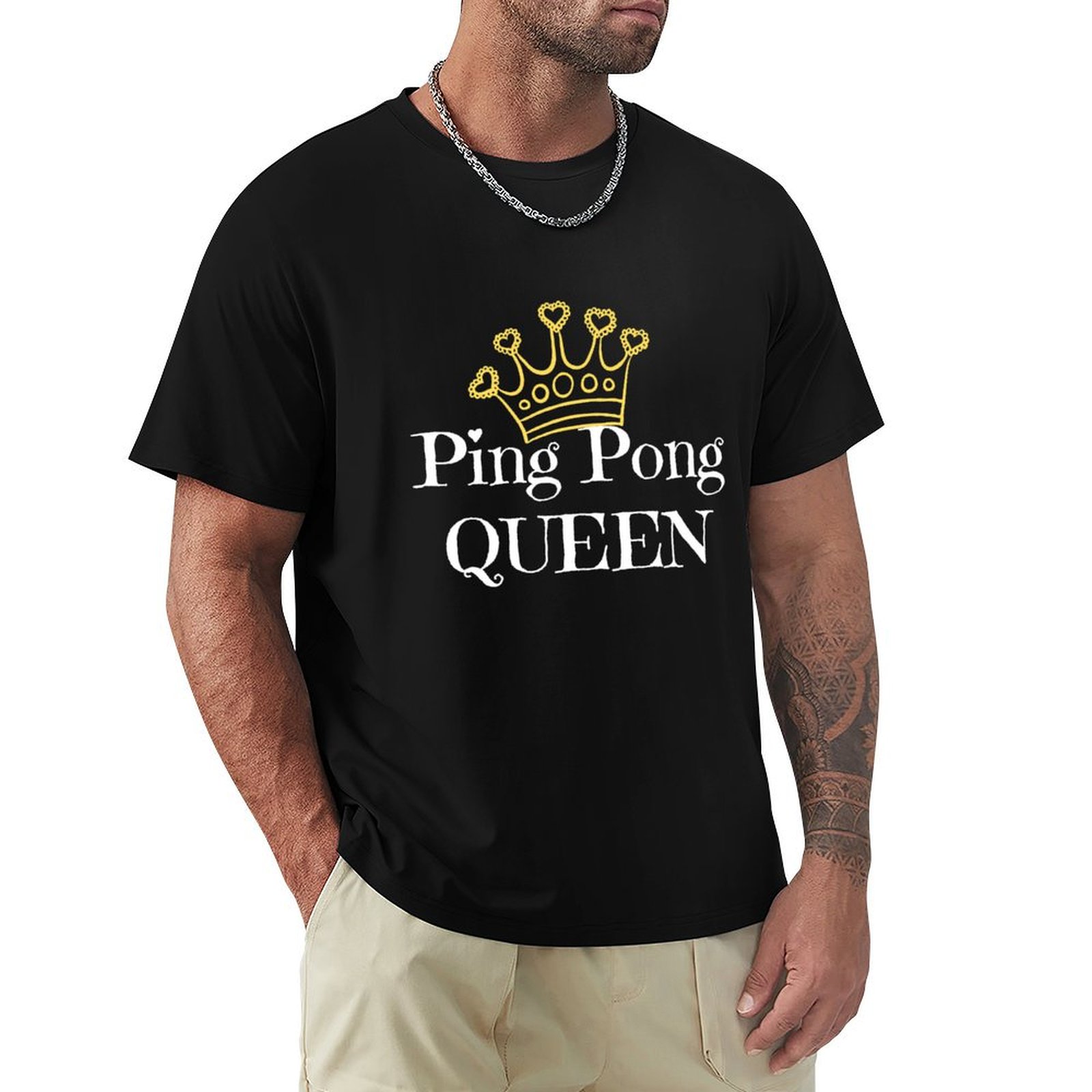Table Tennis Queen - ピンポンクイーン 卓球愛好家向けTシャツ ワークアウトドアTシャツ メンズ