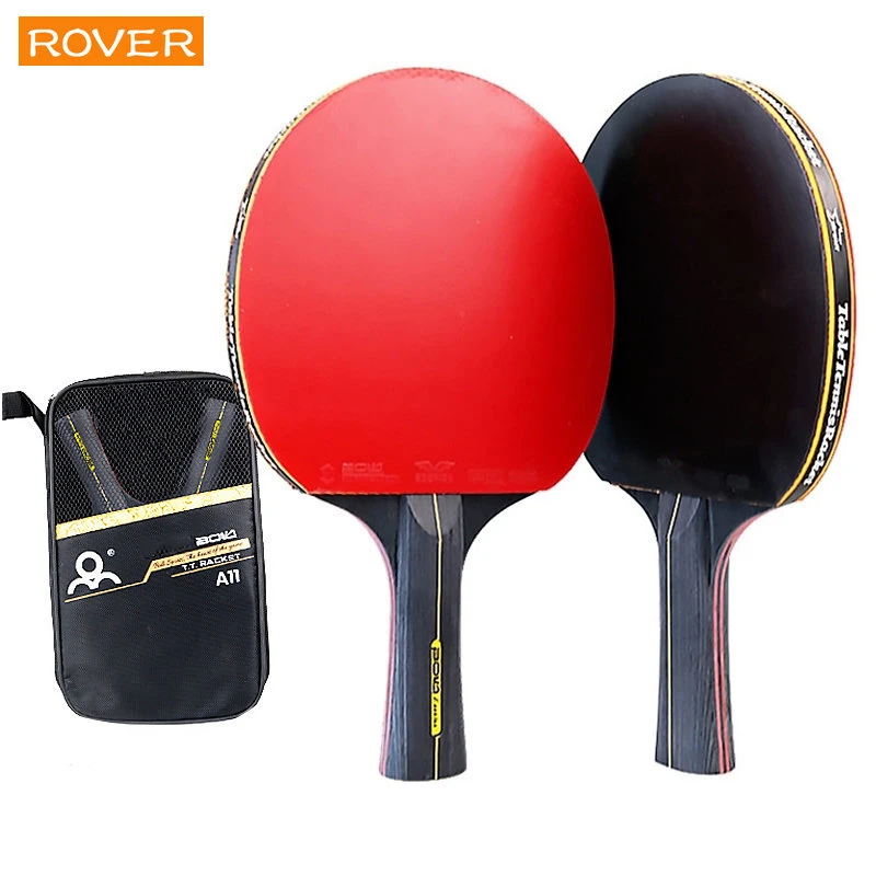 Table Tennis Kit - 卓球ラケットセット,5つ星,6つ星,2ピース,プロのゴム製ピンプルセット,高品質,バットブレード,バッグ付きパドル