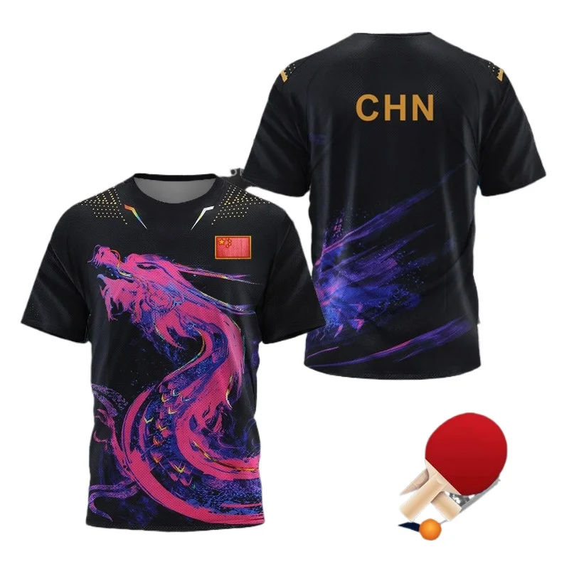 Table Tennis Zhang Jike - 中国ドラゴン卓球グラフィック Tシャツ男性用衣類ファッションバドミントンスポーツ Tシャツピンポンジャージジムフィットネスシャツ