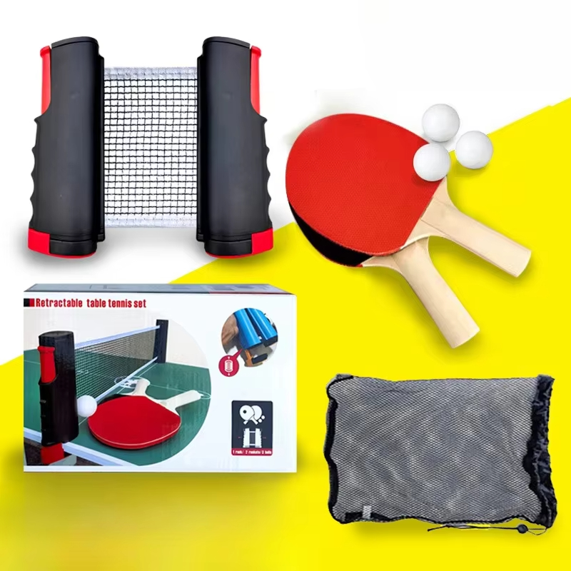 Table Tennis Kit - 伸縮性のある卓球メッシュフレームまたはポータブル卓球ハンドヘルドネットピラーピョーランボールラケット組み合わせセット