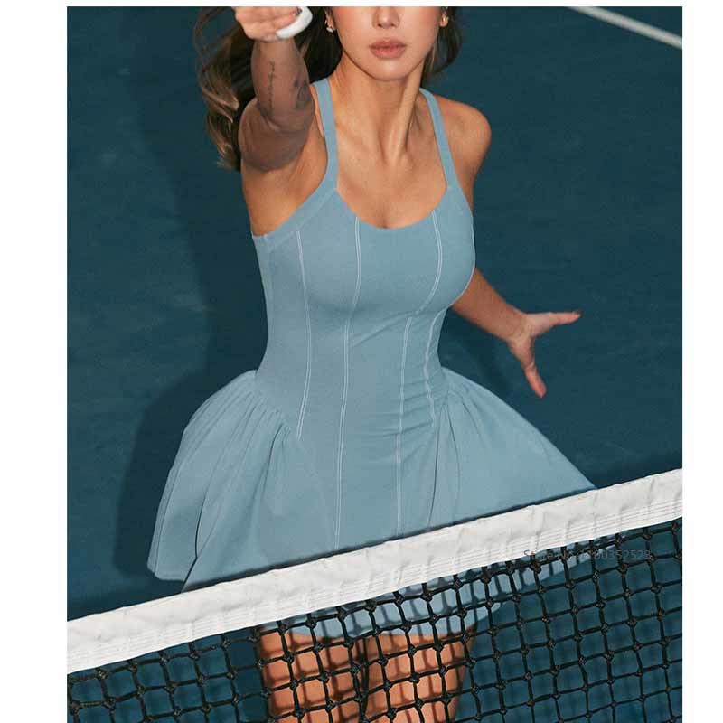 女性テニスドレスブラジャー付き中空バックレスノースリーブバド - Table Tennis Jacket のレビューと価格