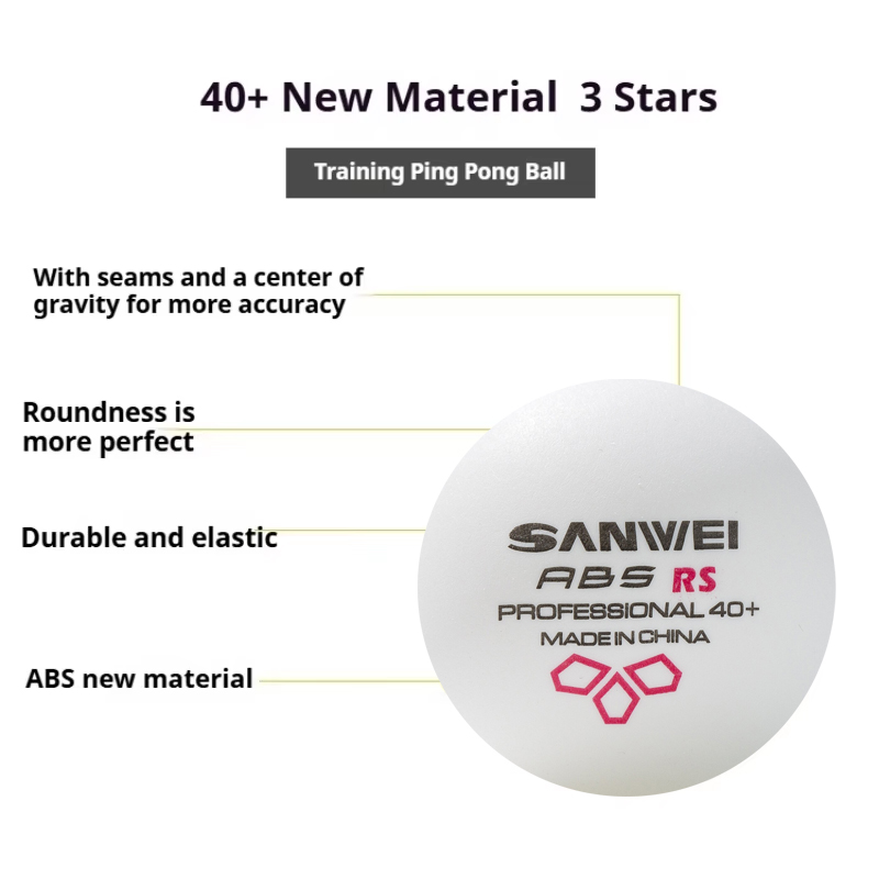 SANWEI RS40+ 3 つ星卓球ボール縫い目 ABS  - Table Tennis Game Pc のレビューと価格